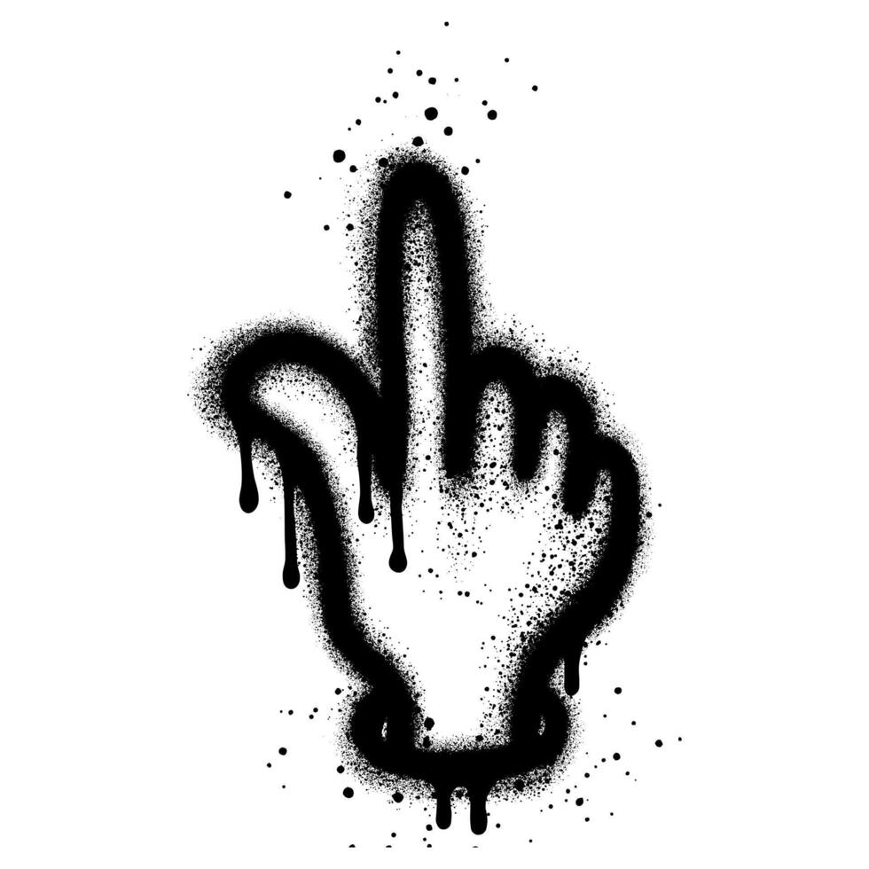 Hand finger pointing graffiti with black spray paint. vector