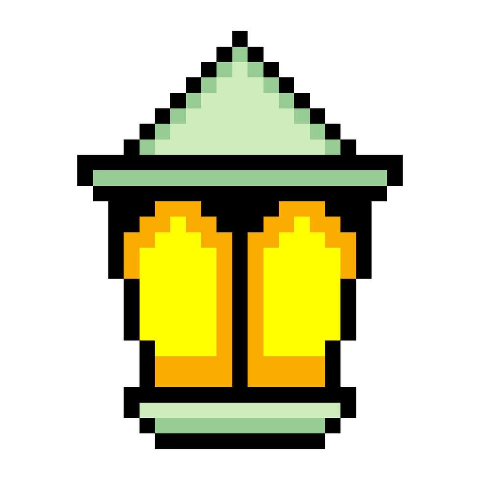 Ramadan kareem lantern in pixel art vector