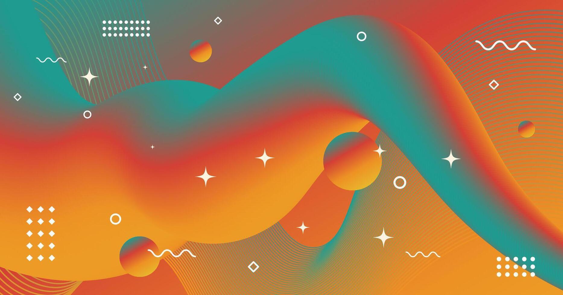 Abstract vibrant wave background of flowing element trend design. vector