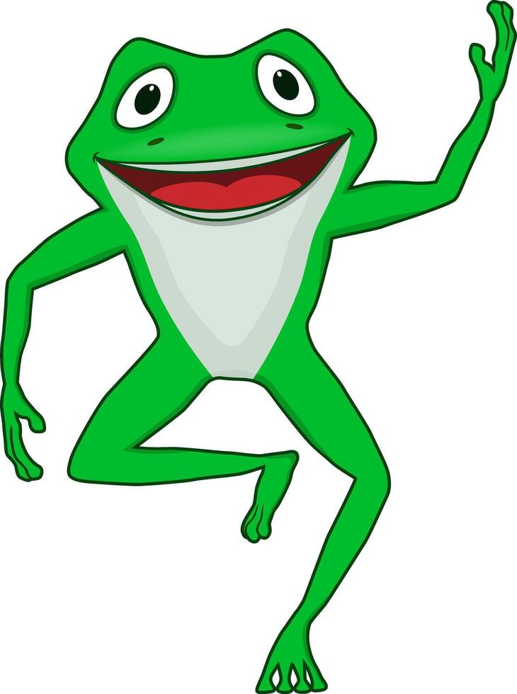 A funny green frog is dancing happily vector