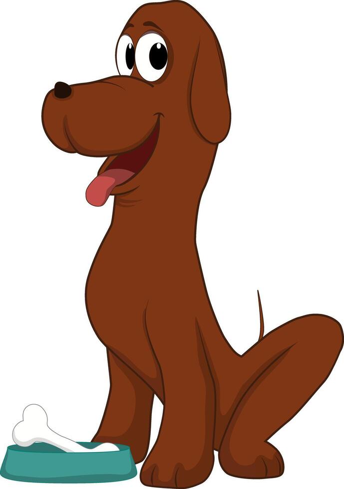 A funny brown dog and a bone vector