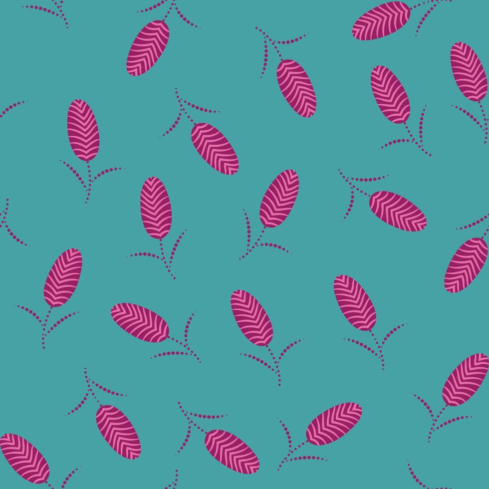 a pattern with pink flowers on a teal background vector