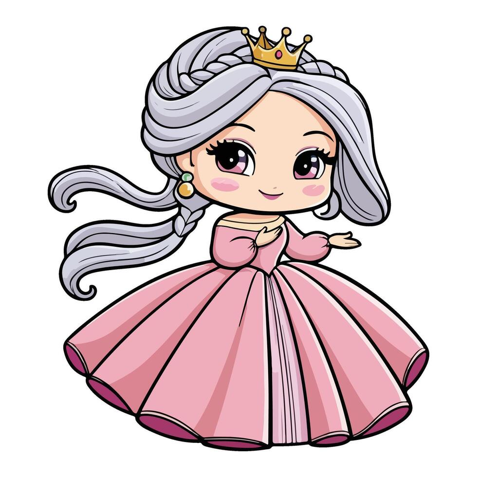 The Enchanted Princess in a Rosy Gown vector