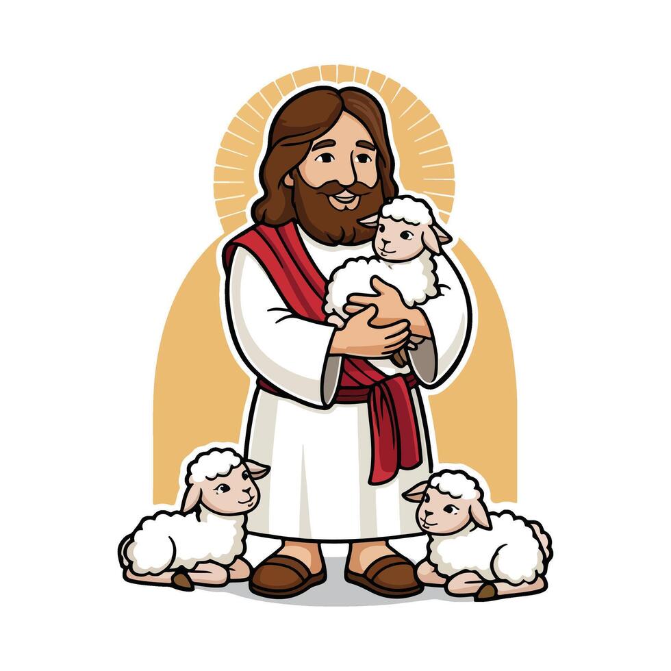 The jesus carrying the lamb vector