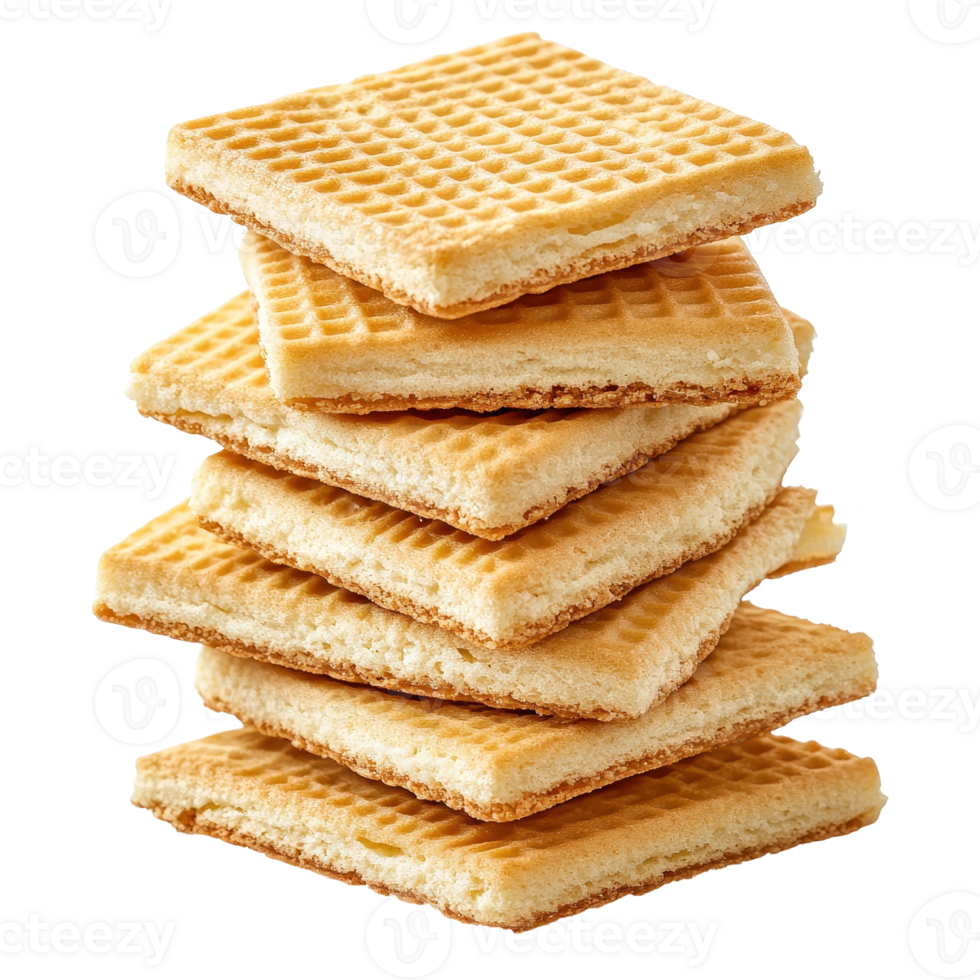 Delicious Stack of Crispy Wafers Perfect for Snacking, Desserts, and Culinary Creations png