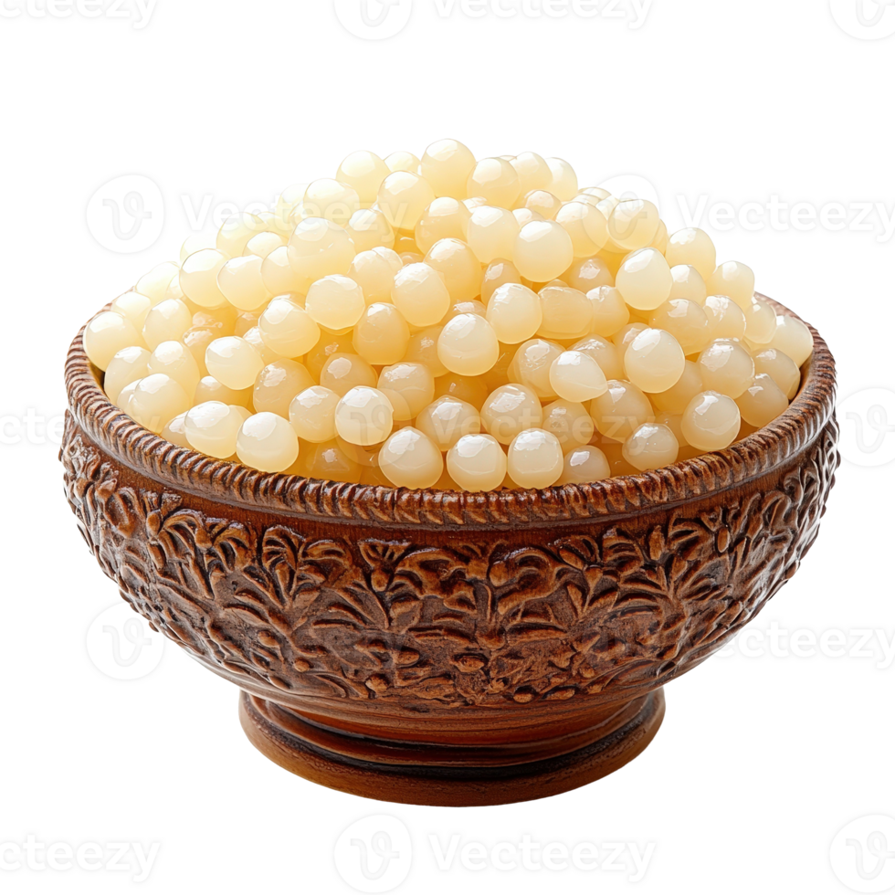 Decorative Bowl Filled with Glossy Gelatin Pearls in Soft Cream Color for Culinary or Art Design Projects png