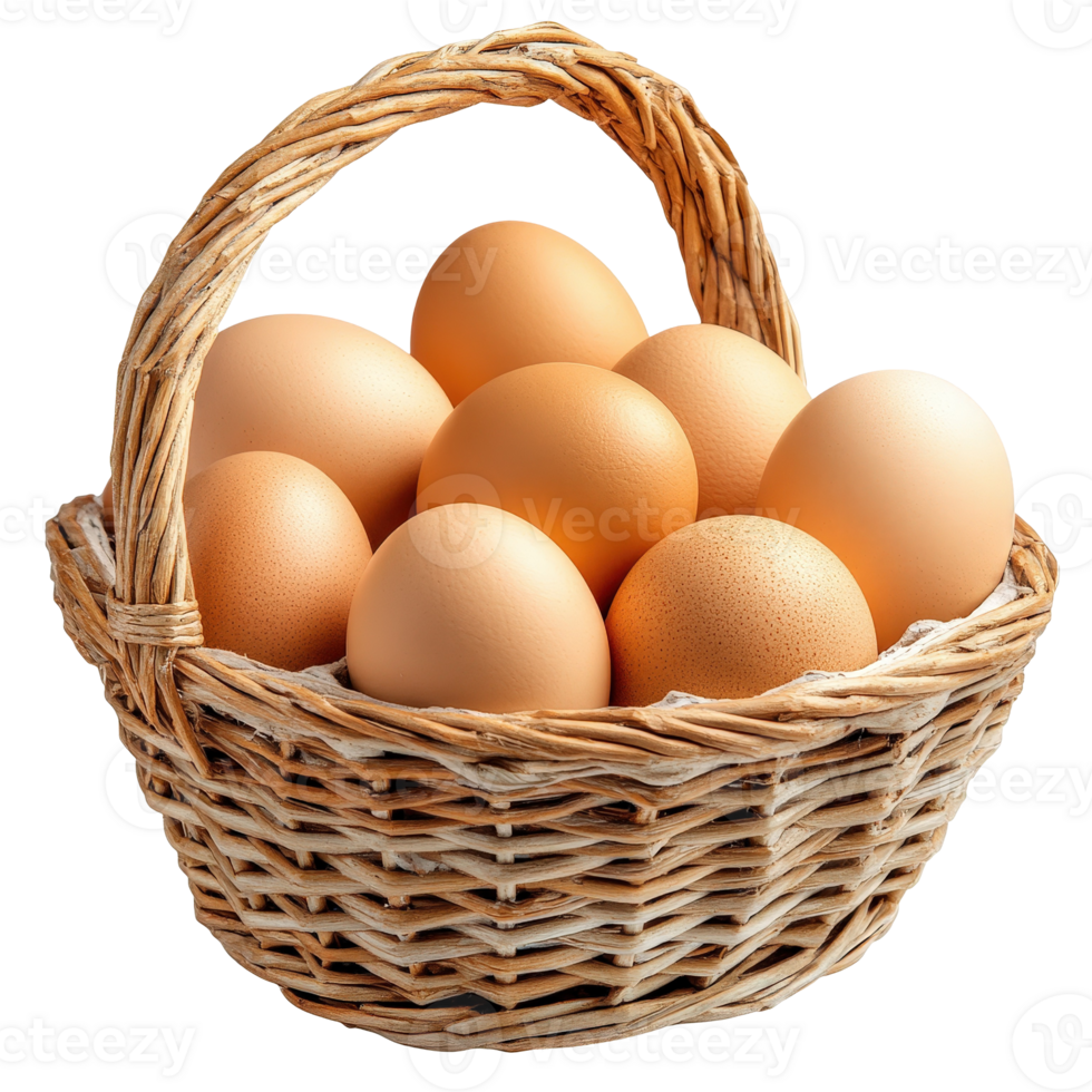 Fresh Brown Eggs in a Woven Basket for Culinary Use and Farm Fresh Produce Imagery png