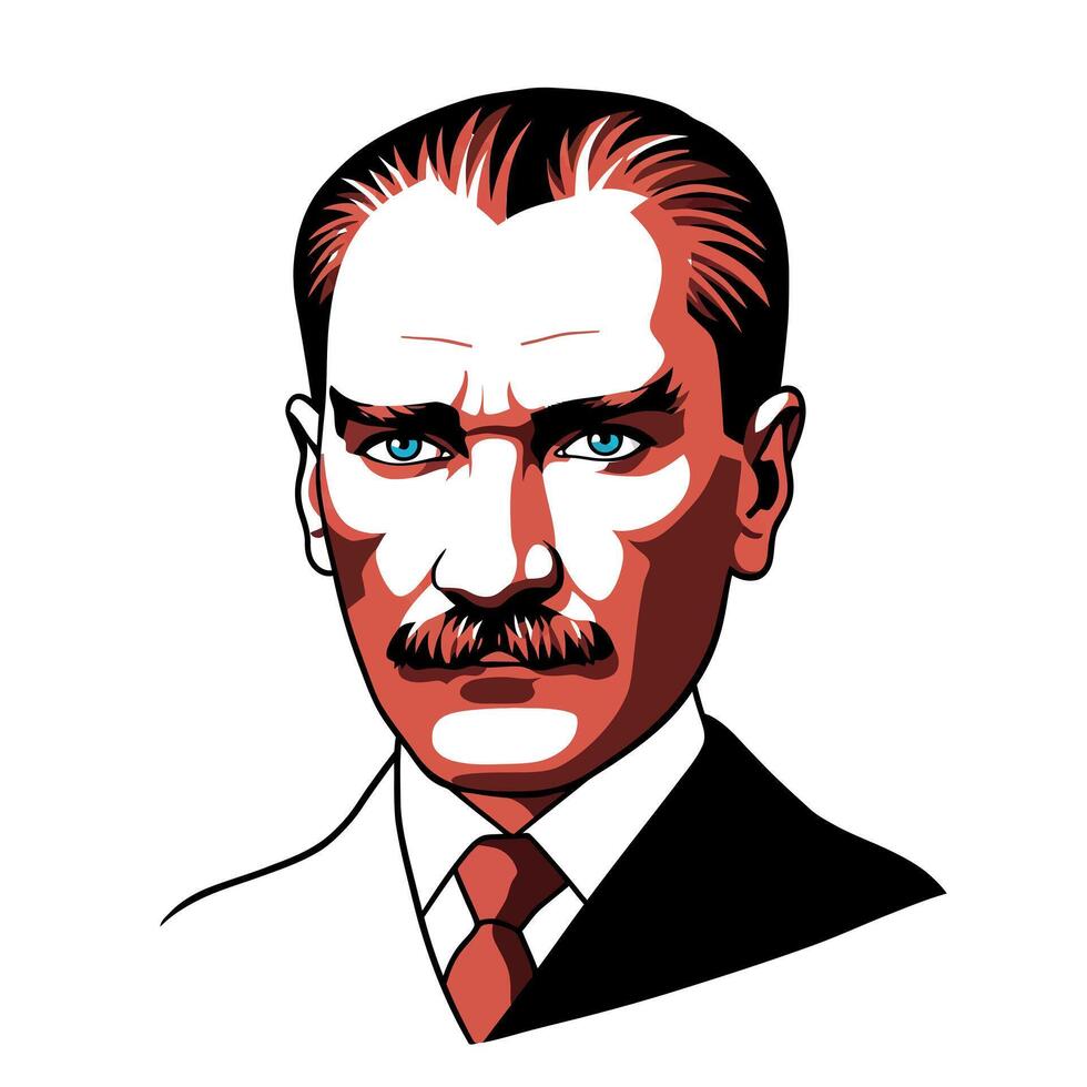 Founder of the Republic of Turkiye Mustafa Kemal Ataturk illustration vector