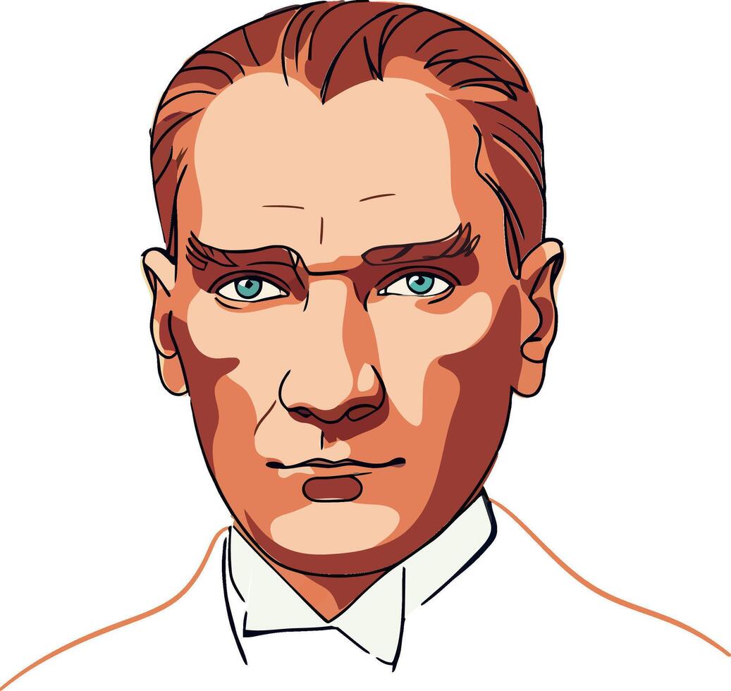 Illustration. Founder of the Republic of Turkiye Mustafa Kemal Ataturk portrait vector