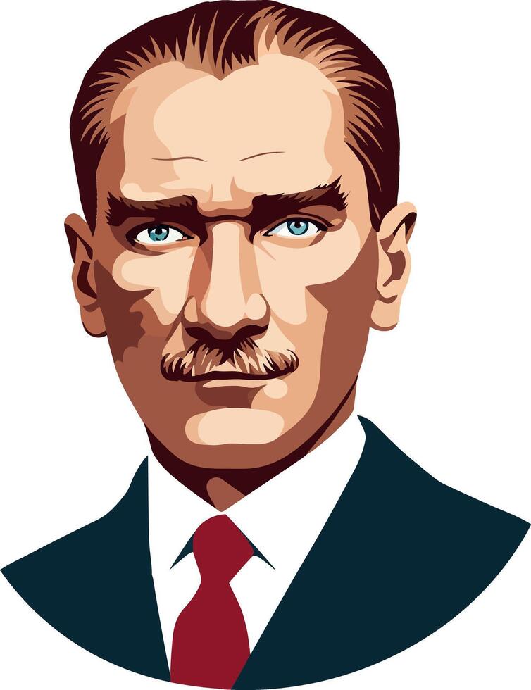 Founder of the Republic of Turkiye Mustafa Kemal Ataturk portrait vector