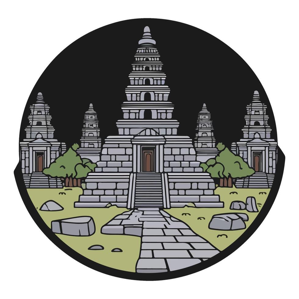 The Serene Temple Ruins vector