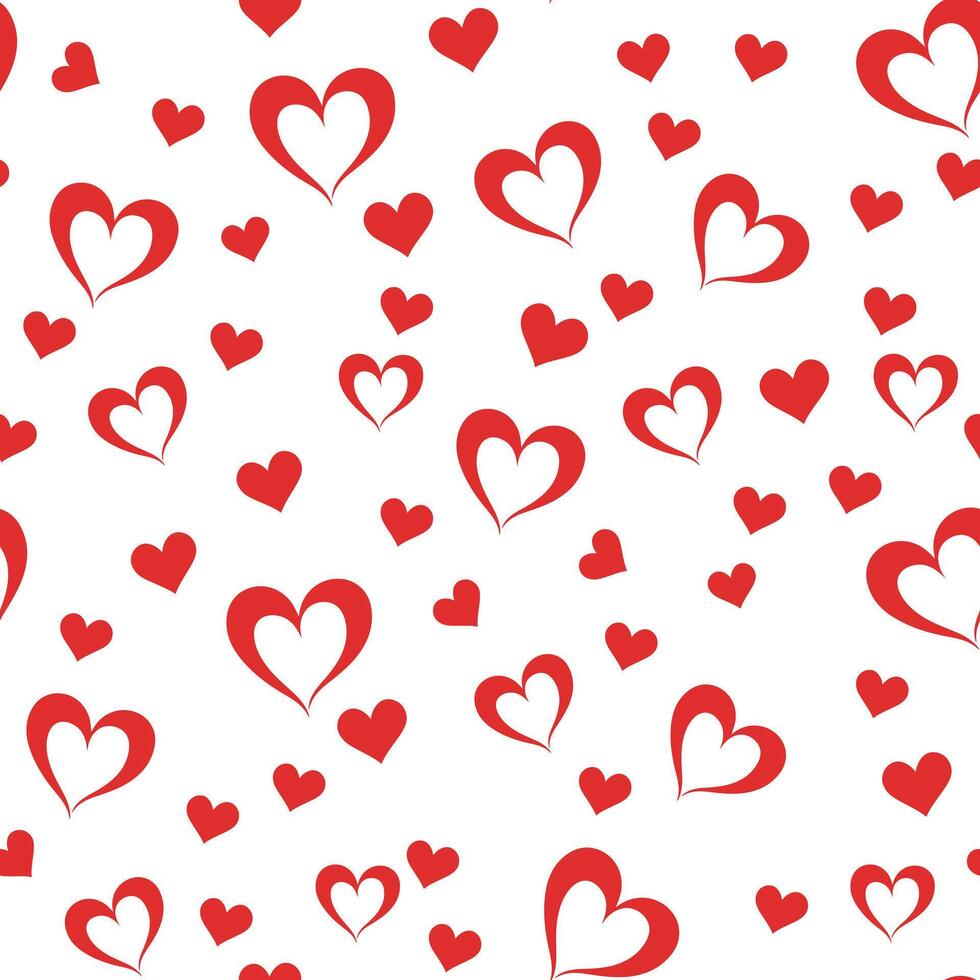 Hearts, a seamless pattern of red and white on a white background. heart seamless pattern illustration, doodle summer, kids and baby designs for print fabric. vector