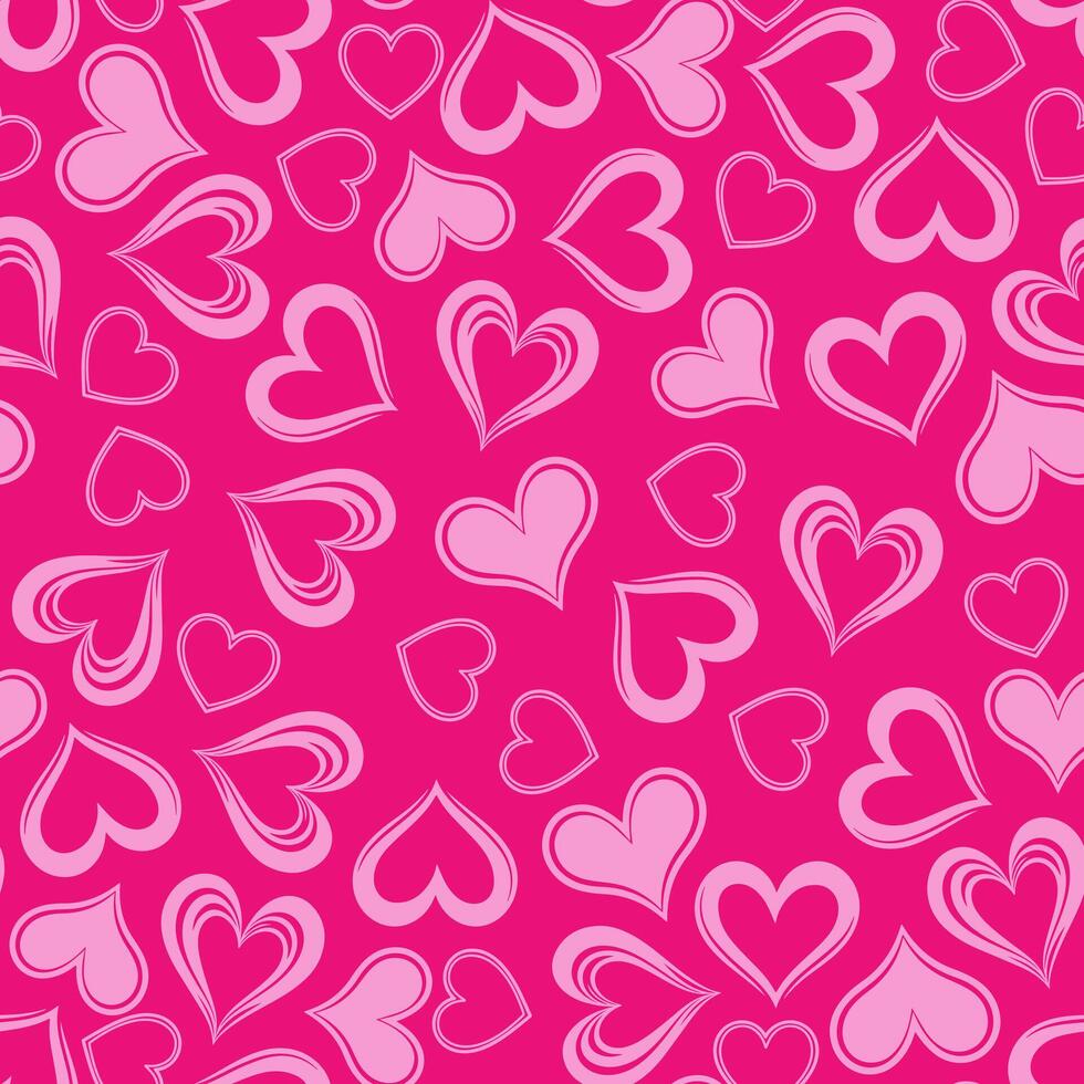 Valentine's Day pink heart pattern, doodle summer, kids and baby designs for use as fabric or paper. vector