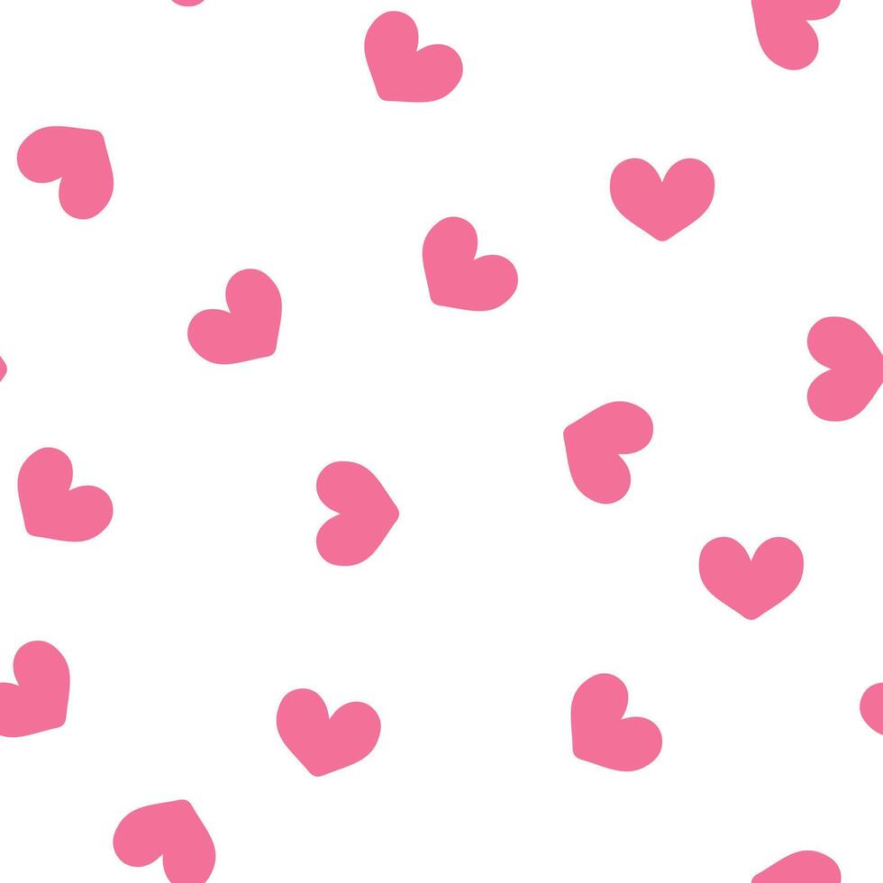 Pink hearts on a white background, heart seamless pattern illustration, doodle summer, kids and baby designs for print fabric. vector