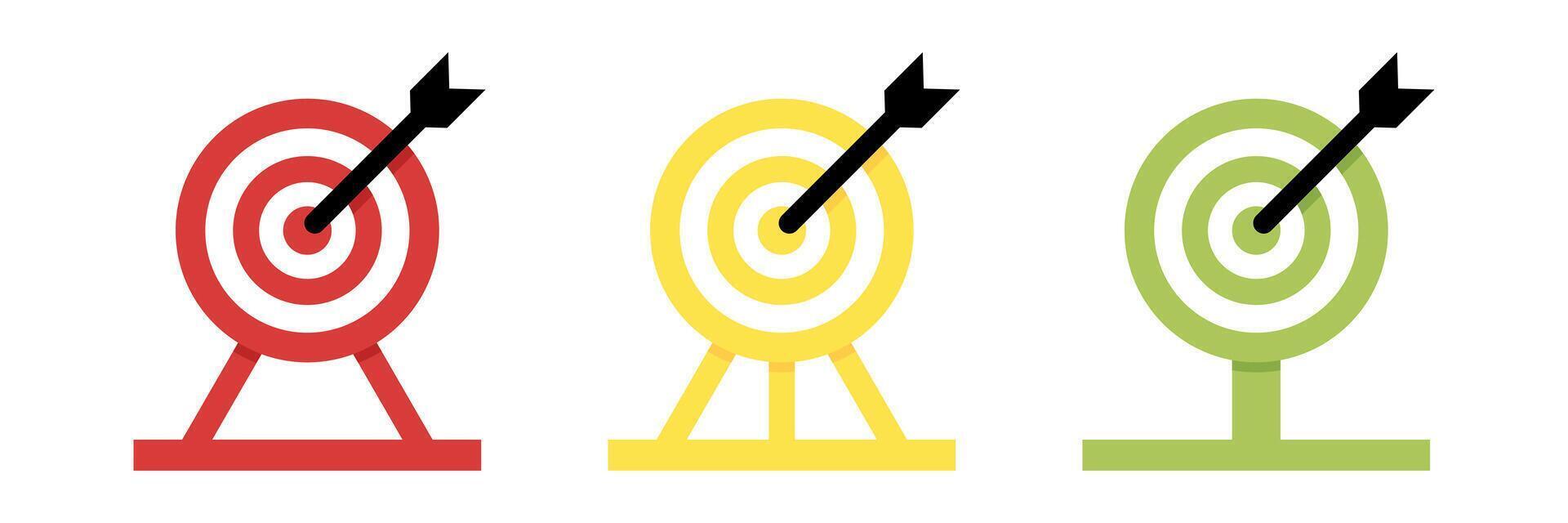 Target icon set, archery target symbols. Modern design in red, yellow and green colors. Suitable for your design project vector