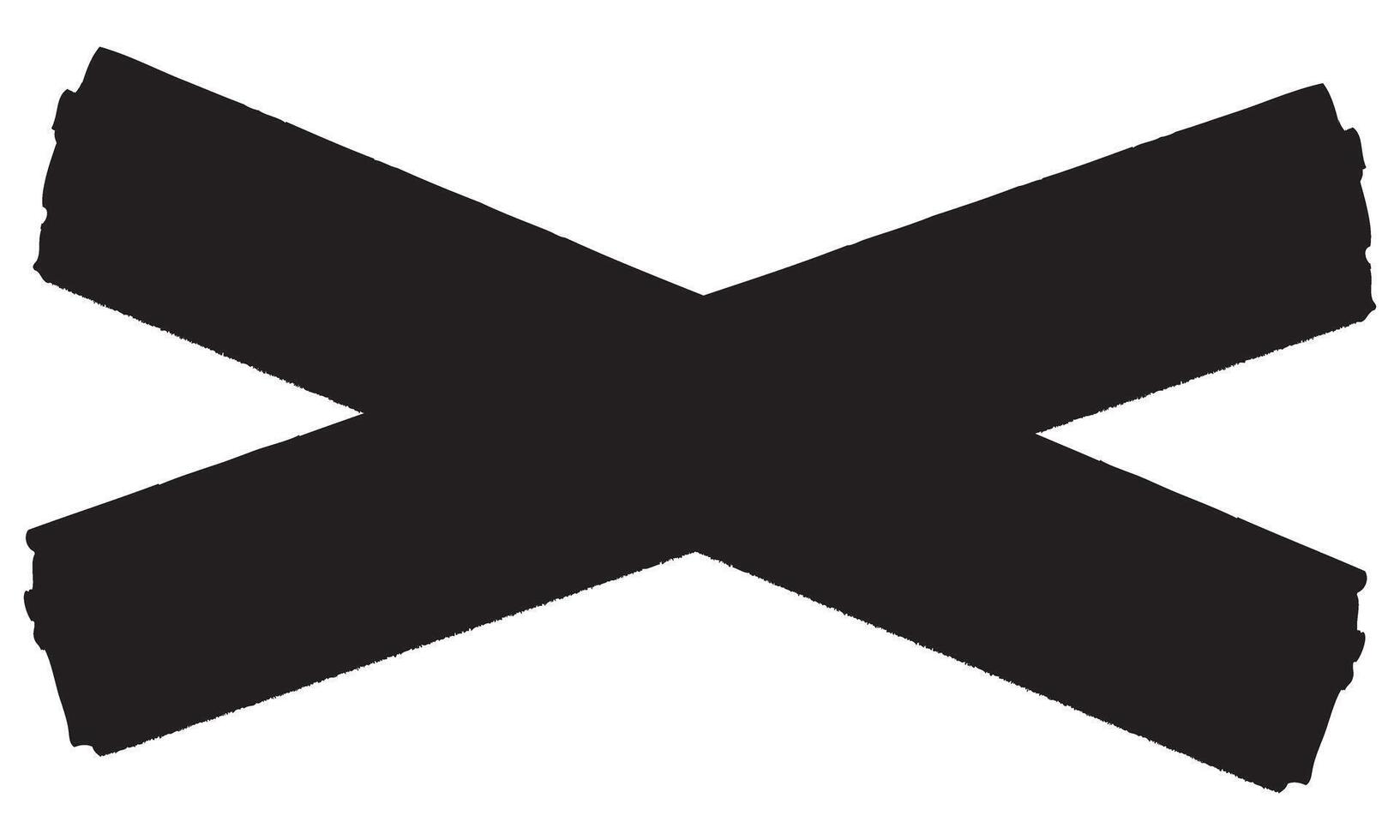 Abstract black cross painted by wide brush strokes on white background vector