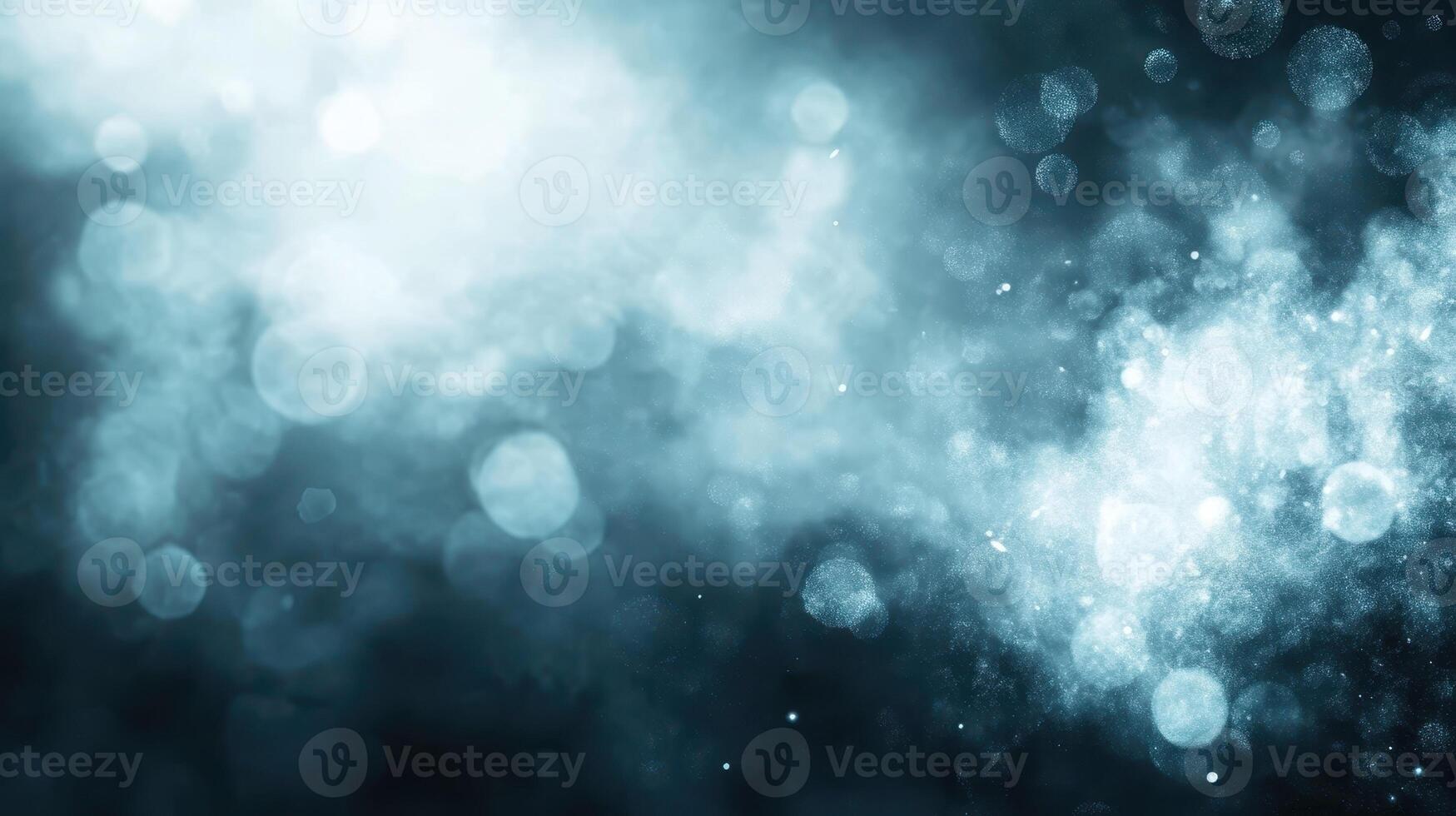 Ethereal blue abstract background with soft glowing particles and mist photo