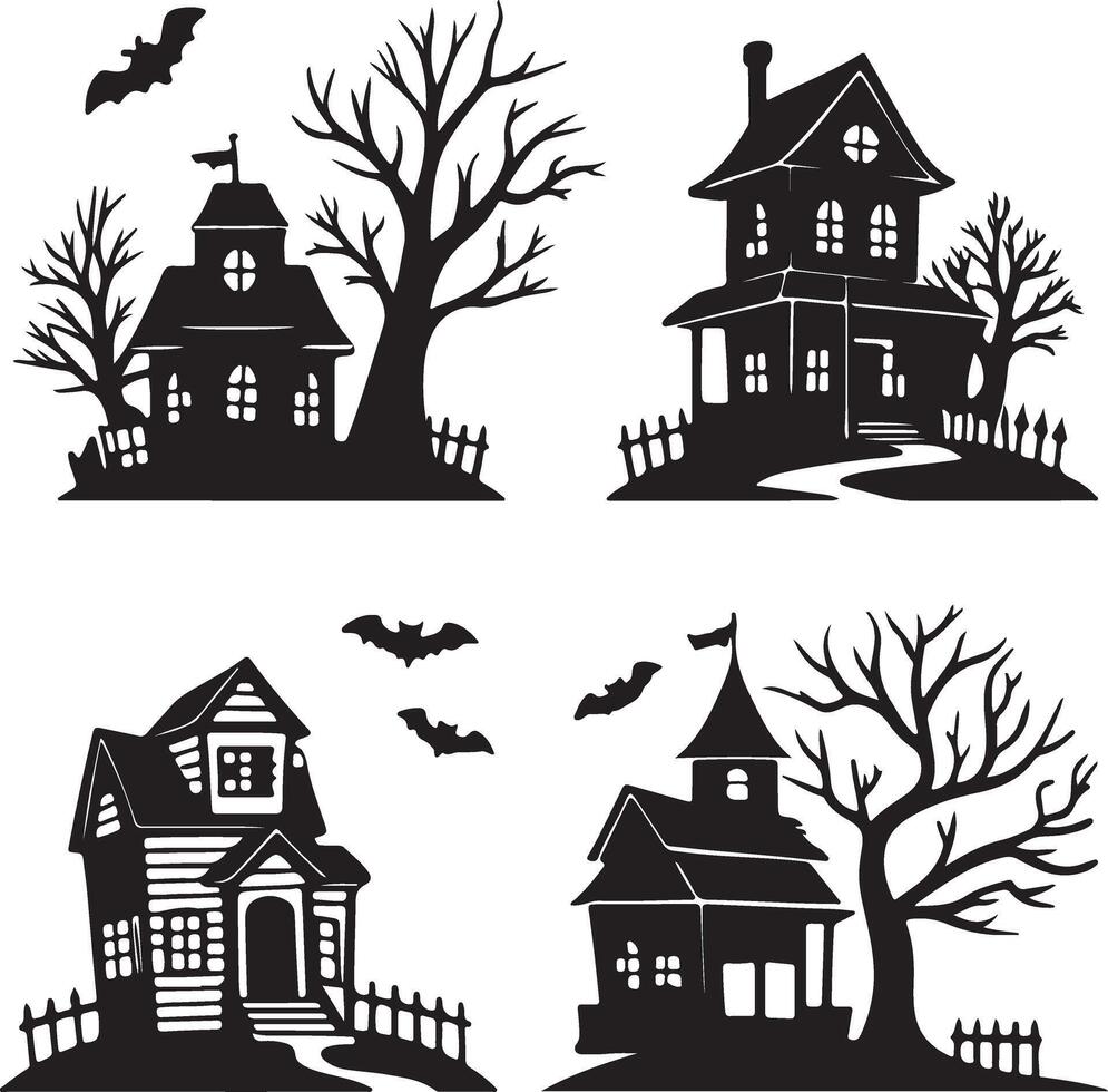 Haunted house and creepy element vector