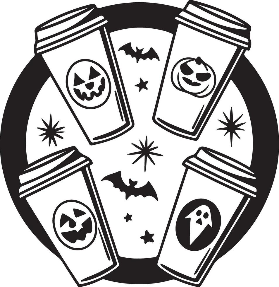 Hand Drawn Cup Set Colorless vector