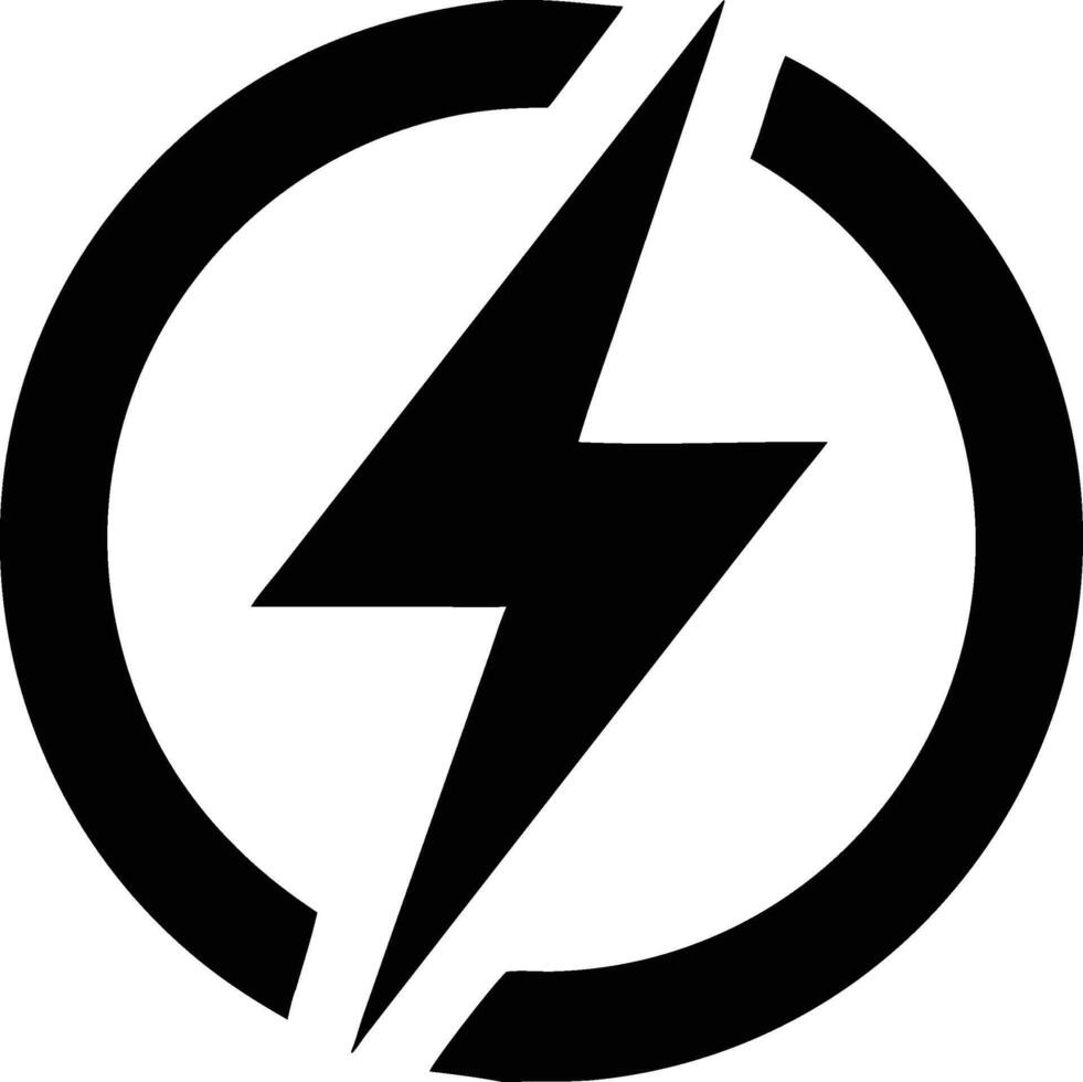 Bold lightning bolt inside a broken circular outline vector