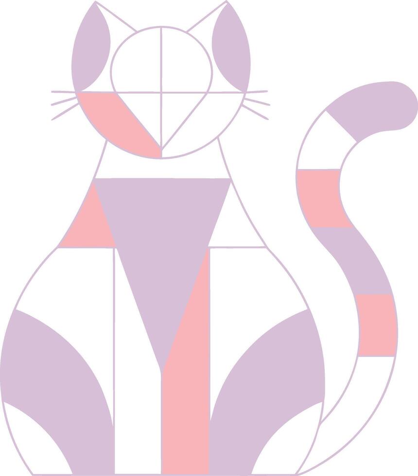 Simple geometric cat with clean lines and minimal details vector