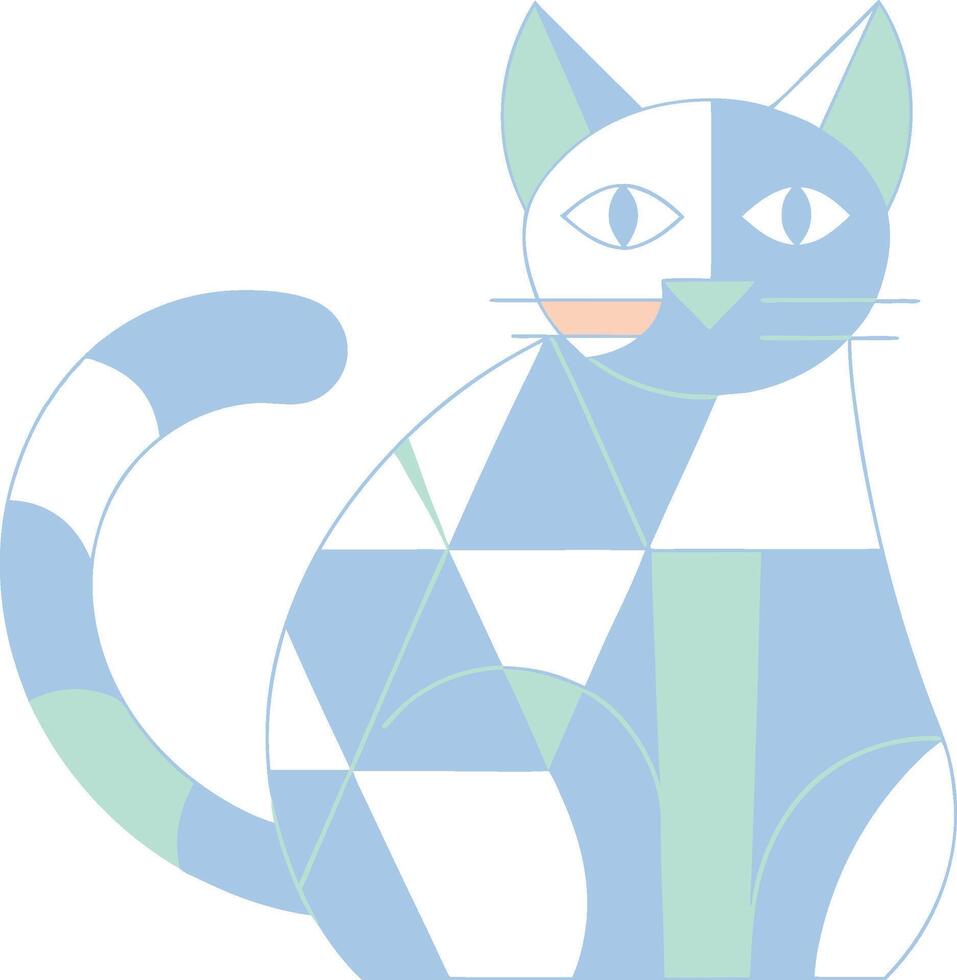 Simple geometric cat with minimal details vector