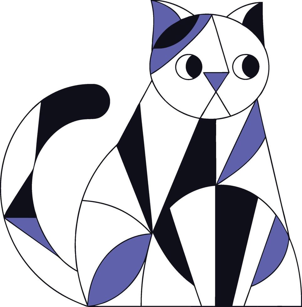 Simple geometric cat with clean lines vector