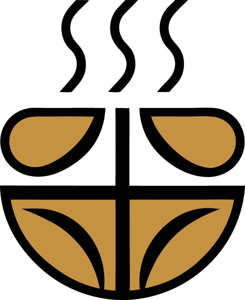 Minimal geometric coffee cup with abstract steam lines vector
