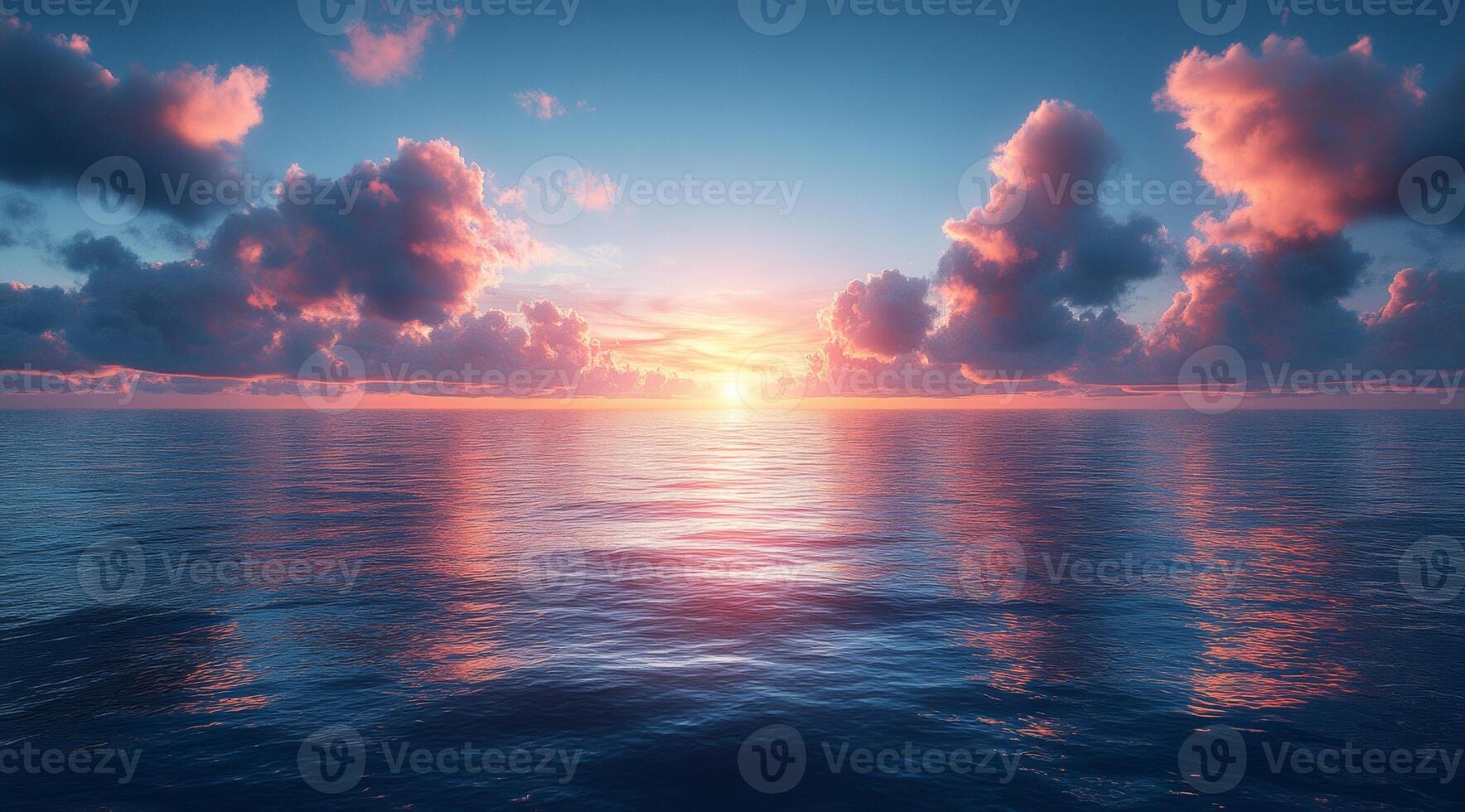 Sunset over the ocean with clouds photo