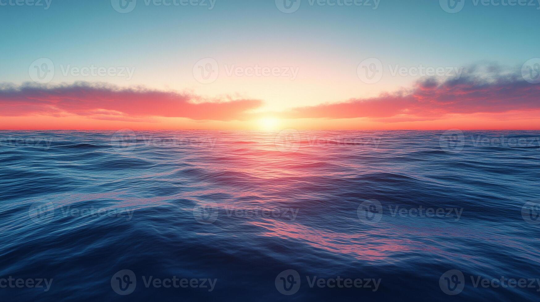 A sunset over the ocean with waves photo