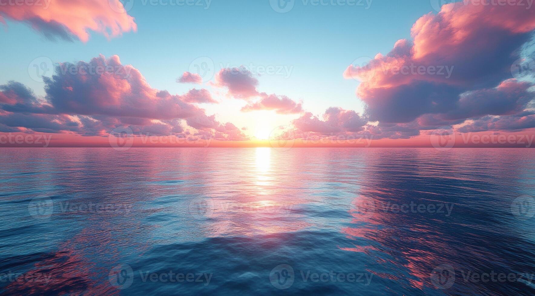 Sunset over the ocean with clouds photo