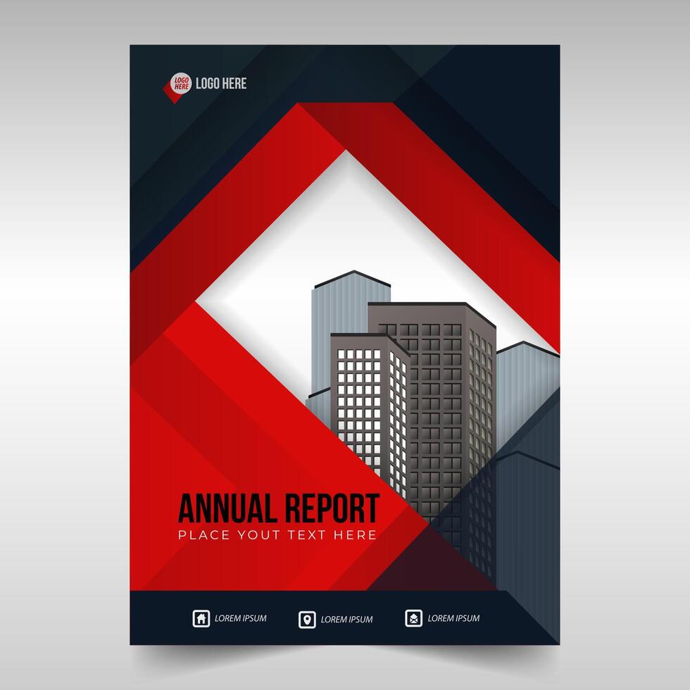 business flyer annual report design template red, black gradient background vector