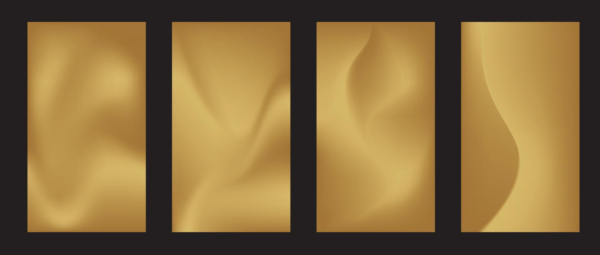 Collection of abstract gold gradient background with wavy ,silk, satin pattern. illustration. vector
