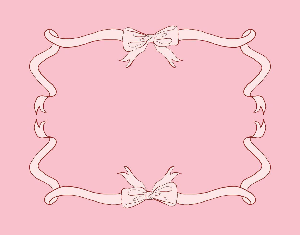 Elegant Coquette Sketch with Decorative Bow Frame Design vector