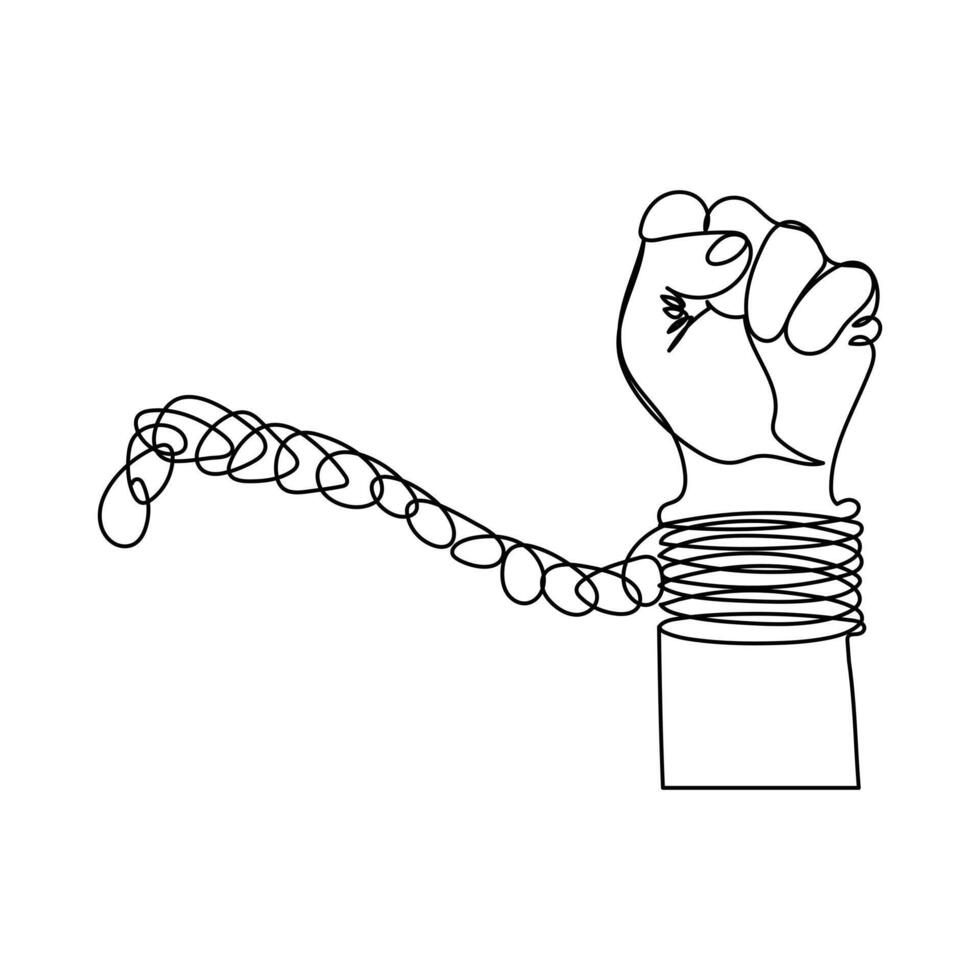 Hand clenched Continuous one line art drawing Labor Day concept vector