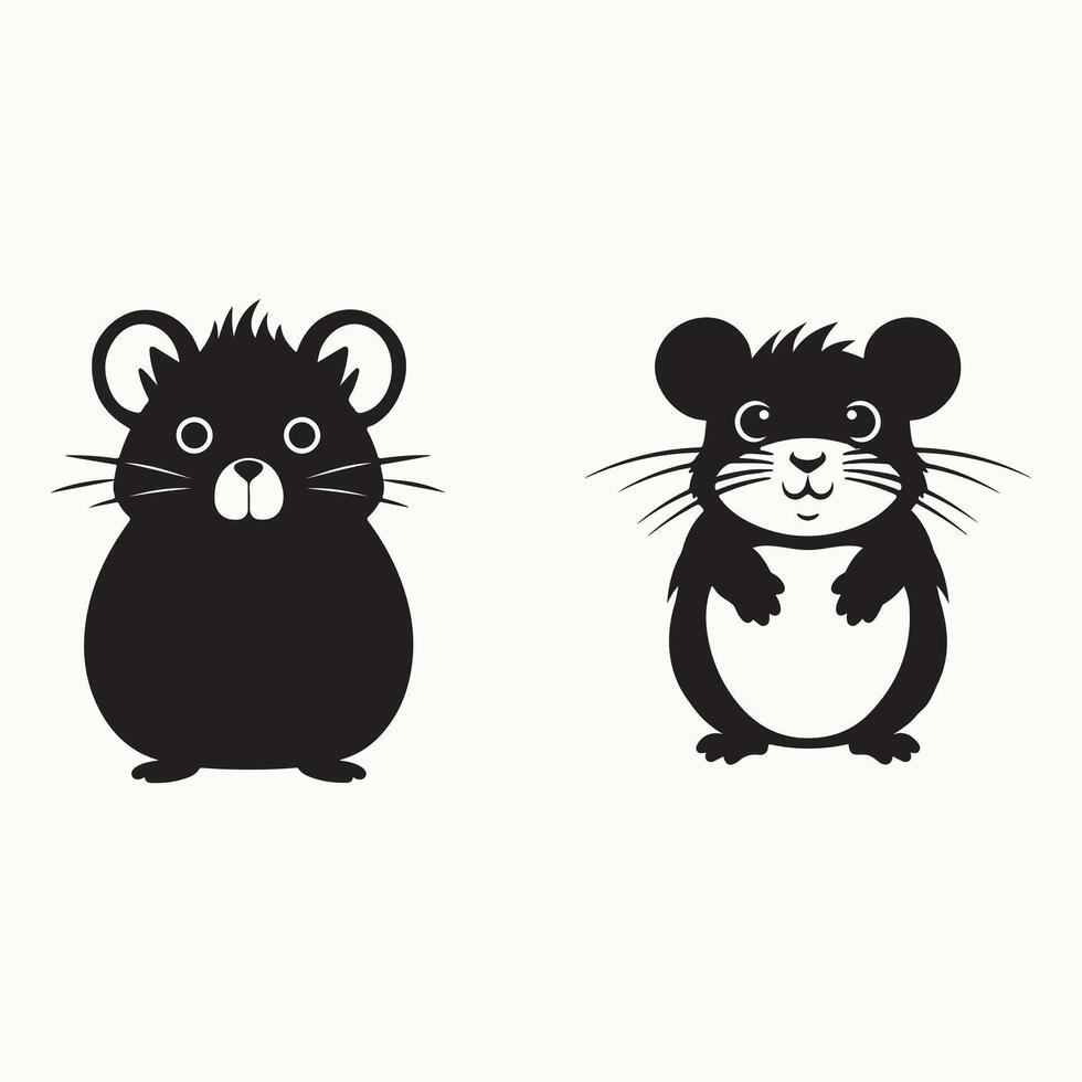Hamster Silhouette, Cute Pet vector