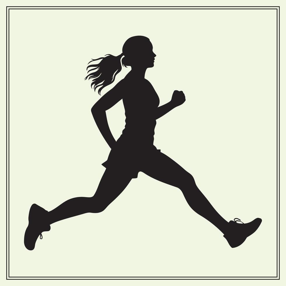 silhouette of a girl running vector