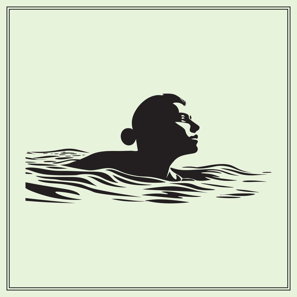 Athlete Swimmer Silhouette, Waves vector