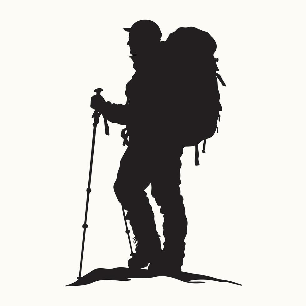 Hiker Silhouette, Solo Trek vector