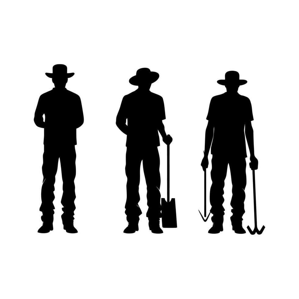 Farmer Silhouette, Pitchfork Hold vector