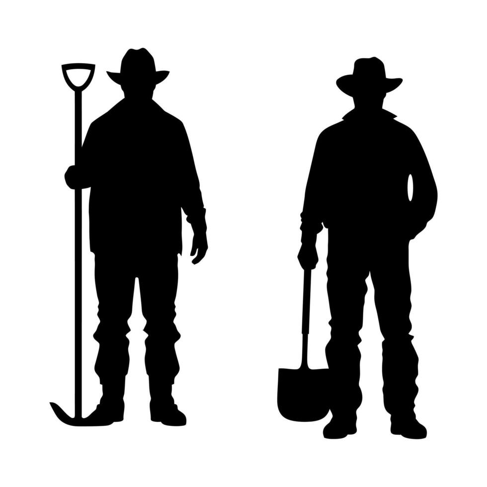 Farmer Silhouette, Field Work vector