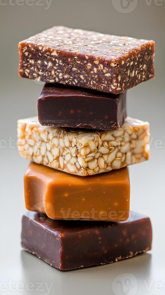 Assorted Gourmet Chocolates Stacked in a Tempting Arrangement photo