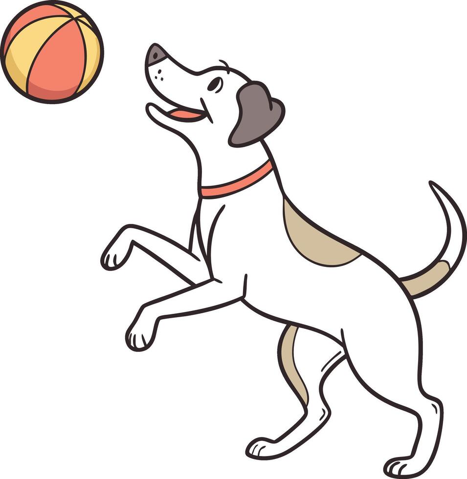 dog playing with ball design vector