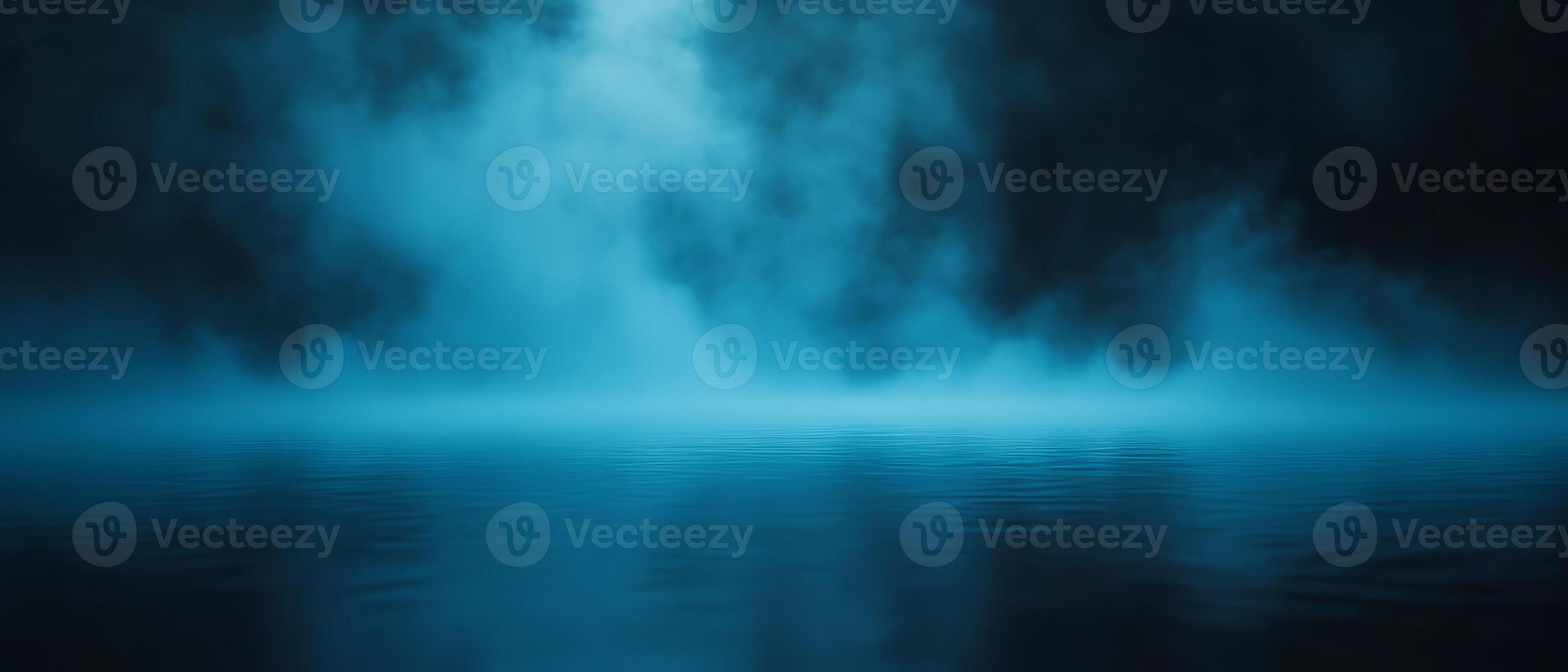 Mysterious fog over tranquil water surface. photo