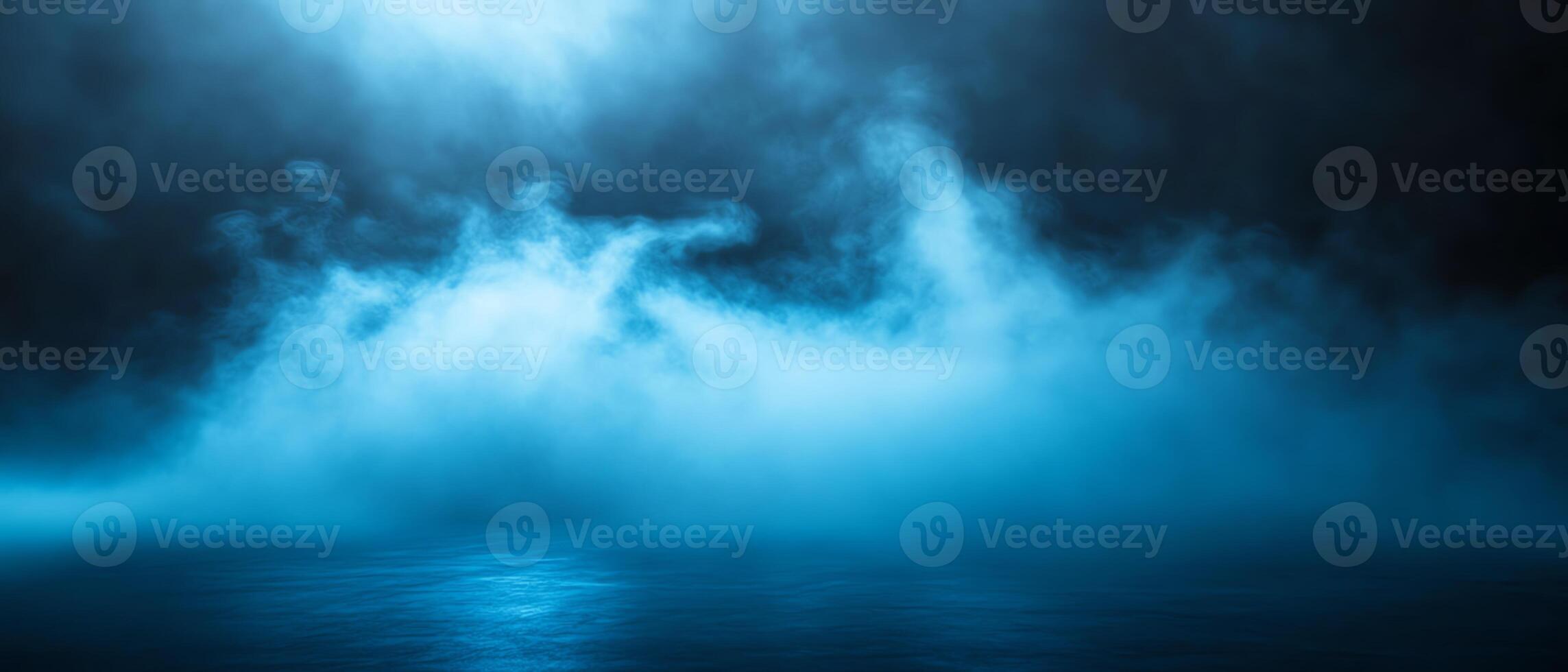 Mysterious foggy landscape with blue tones. photo