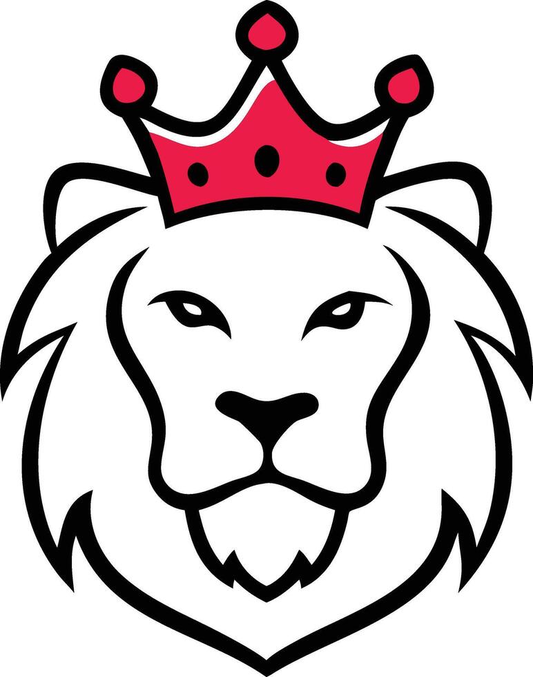 Lion icon logo mascot with crown vector