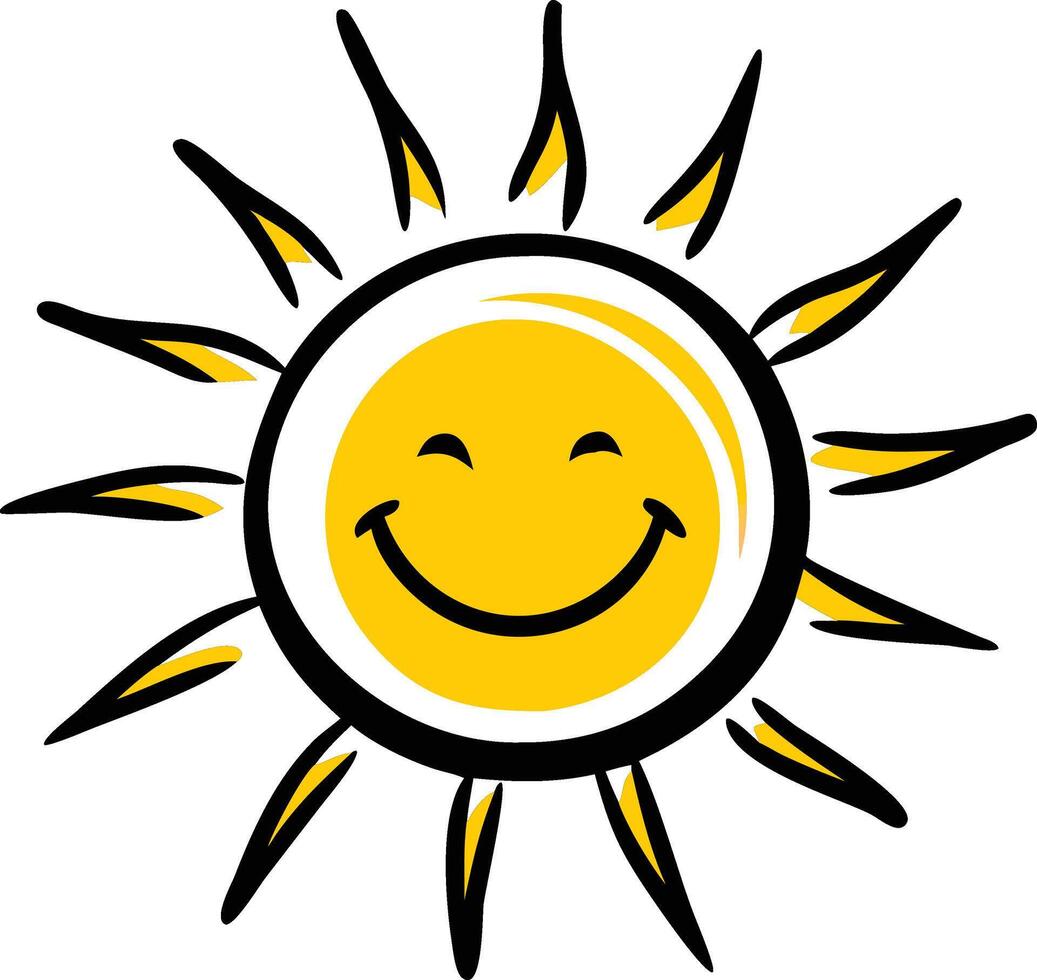 Smiling Sunshine sun icon logo mascot vector
