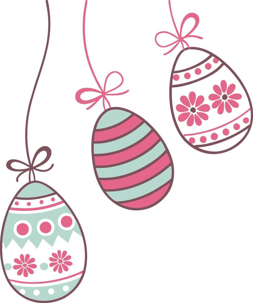decorated Easter eggs by delicate string vector
