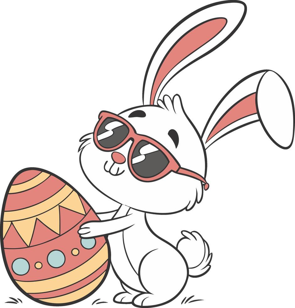 Cool Easter Bunny with Egg vector