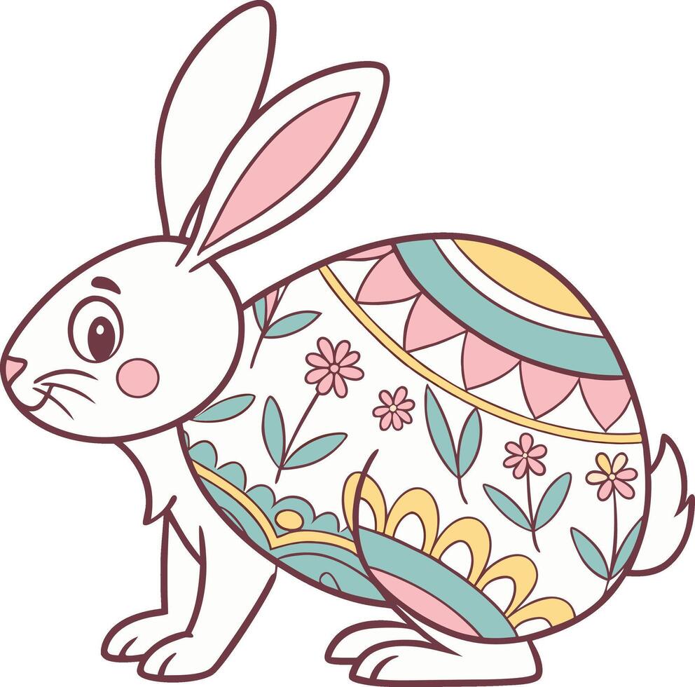Easter Bunny with Floral Pattern vector
